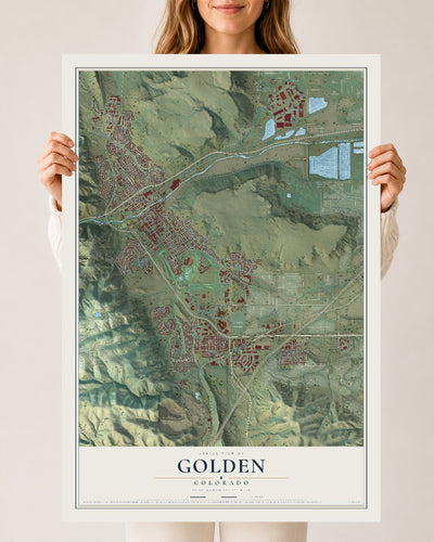 Map of Golden, Colorado, 24 x 36 inch unframed archival matte print