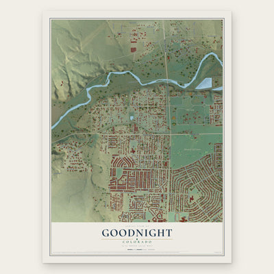 Goodnight, Colorado map print, the full design