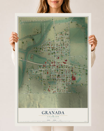 Map of Granada, Colorado, 24 x 36 inch unframed archival matte print