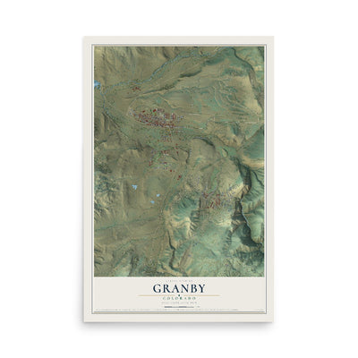 Map of Granby, Colorado, 12 x 18 inch unframed archival matte print