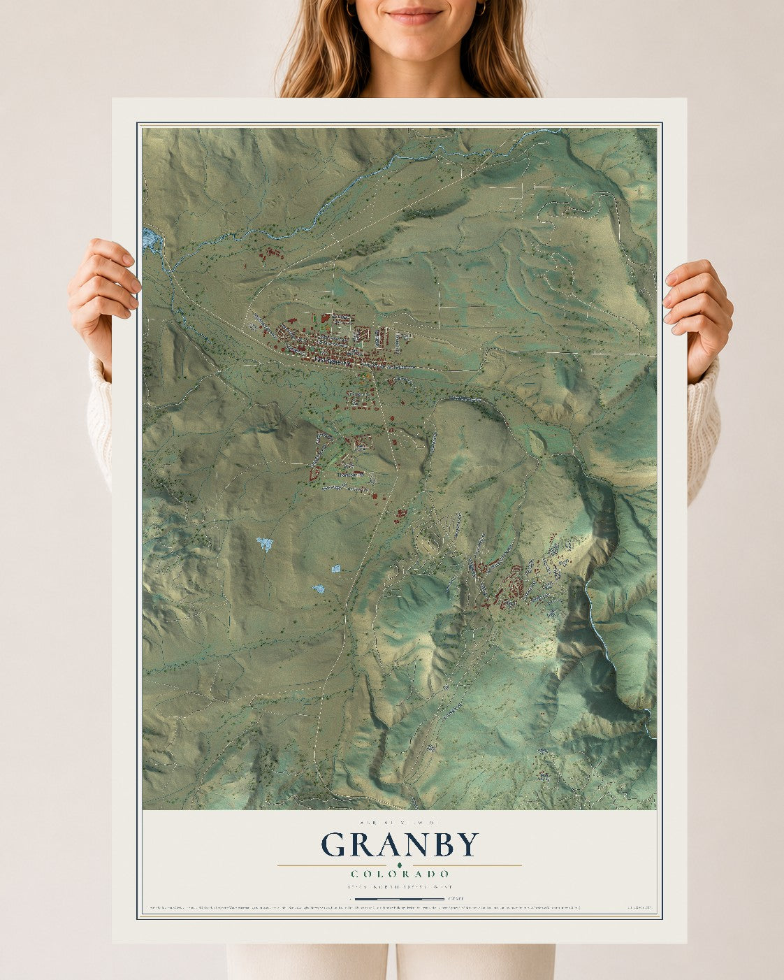 Map of Granby, Colorado, 24 x 36 inch unframed archival matte print