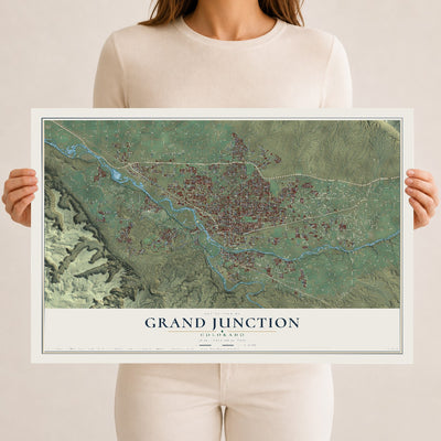 Map of Grand Junction, Colorado, 12 x 18 inch unframed archival matte print