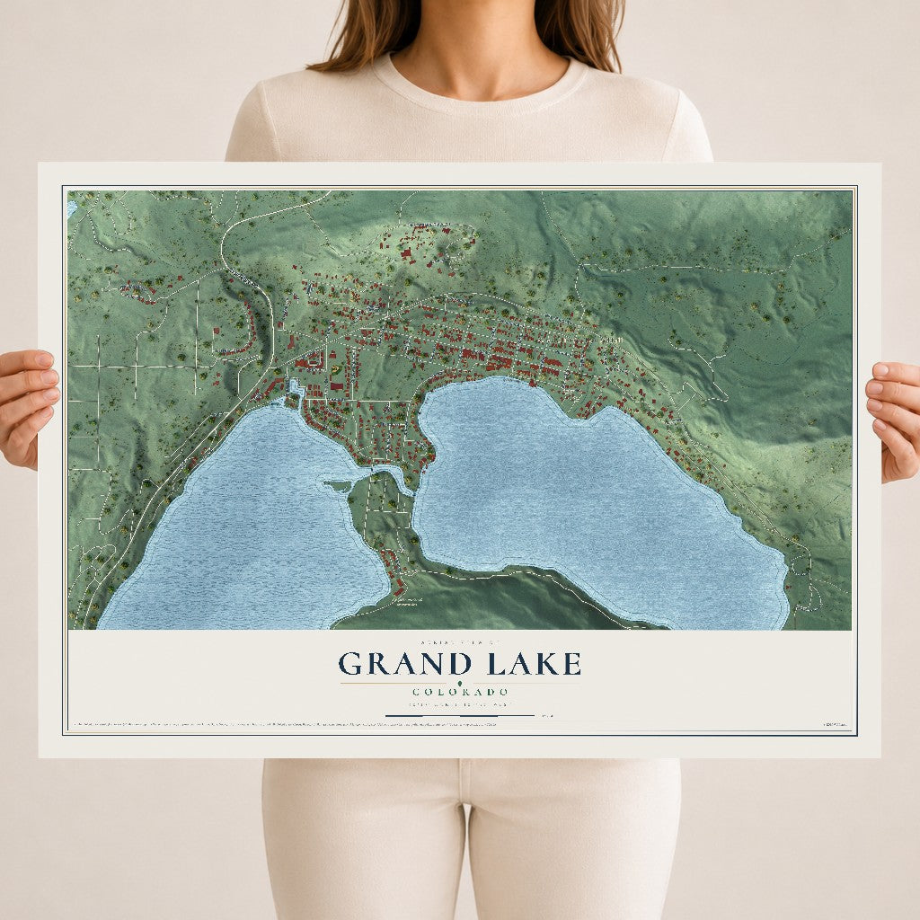 Map of Grand Lake, Colorado, 18 x 24 inch unframed archival matte print
