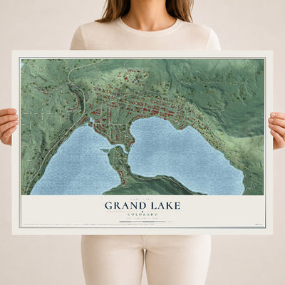 Map of Grand Lake, Colorado, 18 x 24 inch unframed archival matte print