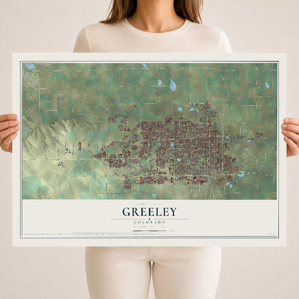 Map of Greeley, Colorado, 18 x 24 inch unframed archival matte print