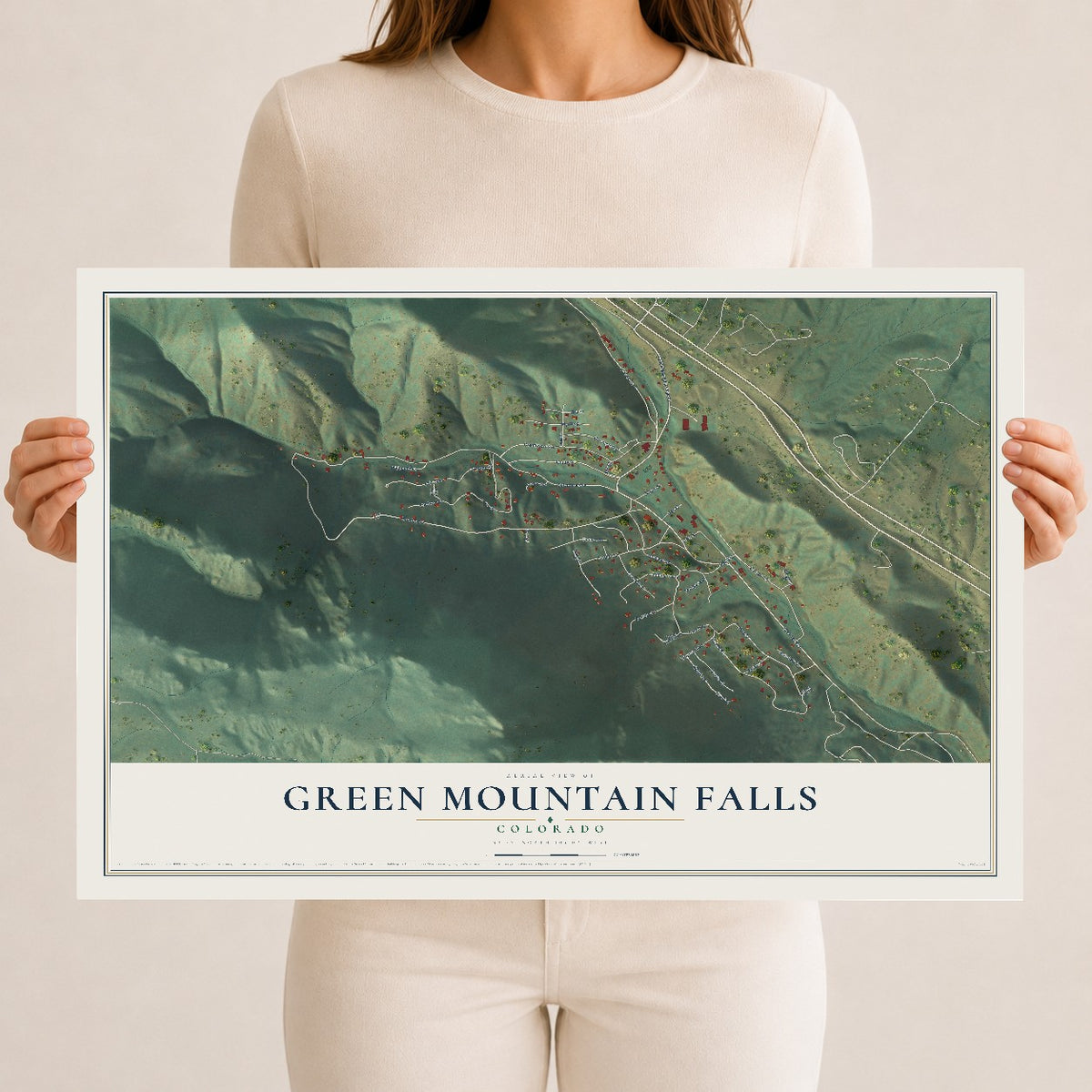 Map of Green Mountain Falls, Colorado, 12 x 18 inch unframed archival matte print