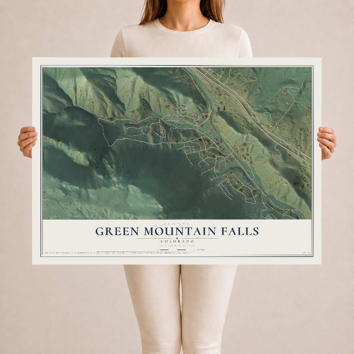 Map of Green Mountain Falls, Colorado, 24 x 36 inch unframed archival matte print