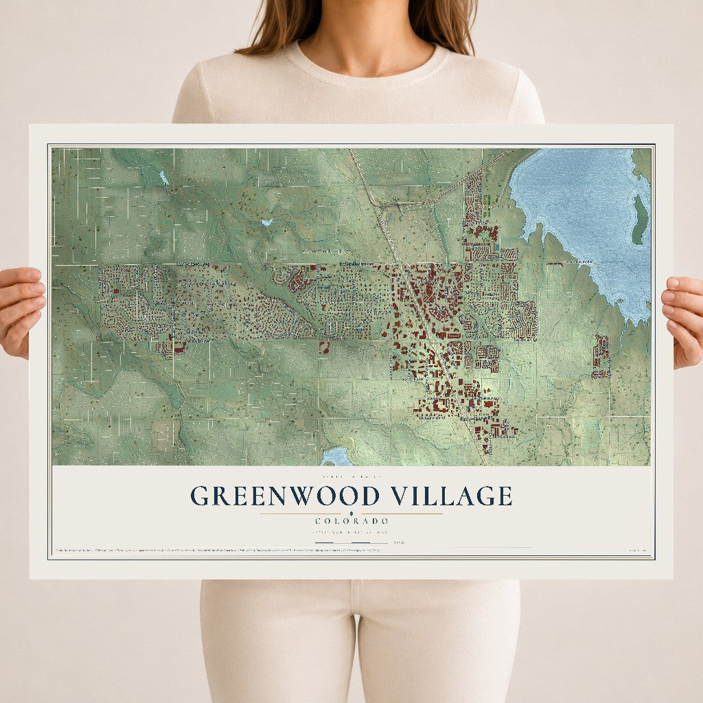 Map of Greenwood Village, Colorado, 18 x 24 inch unframed archival matte print