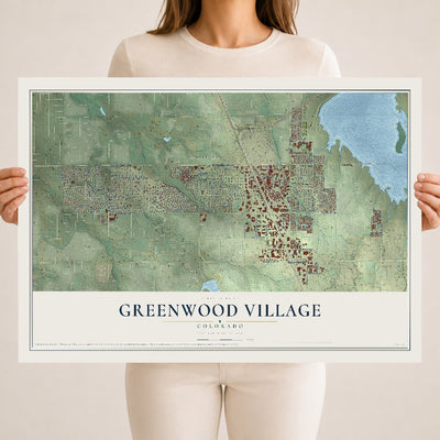 Map of Greenwood Village, Colorado, 18 x 24 inch unframed archival matte print