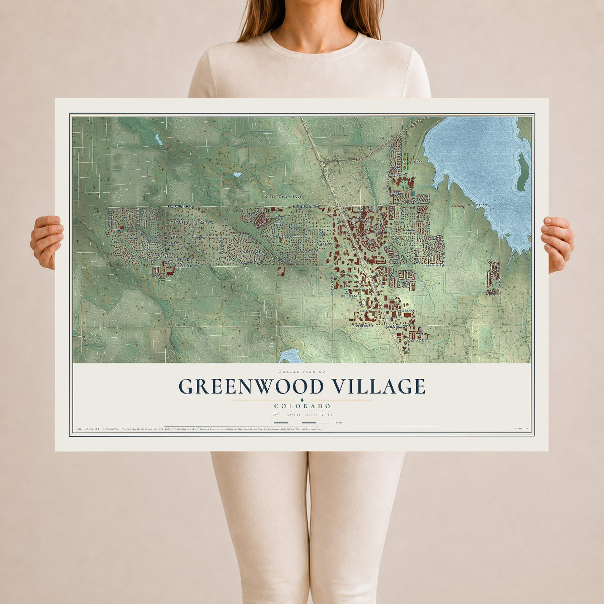 Map of Greenwood Village, Colorado, 24 x 36 inch unframed archival matte print