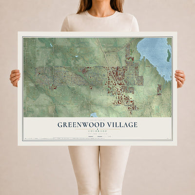 Map of Greenwood Village, Colorado, 24 x 36 inch unframed archival matte print