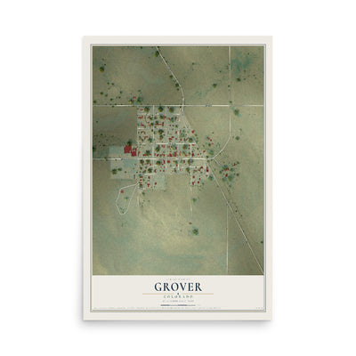 Map of Grover, Colorado, 12 x 18 inch unframed archival matte print