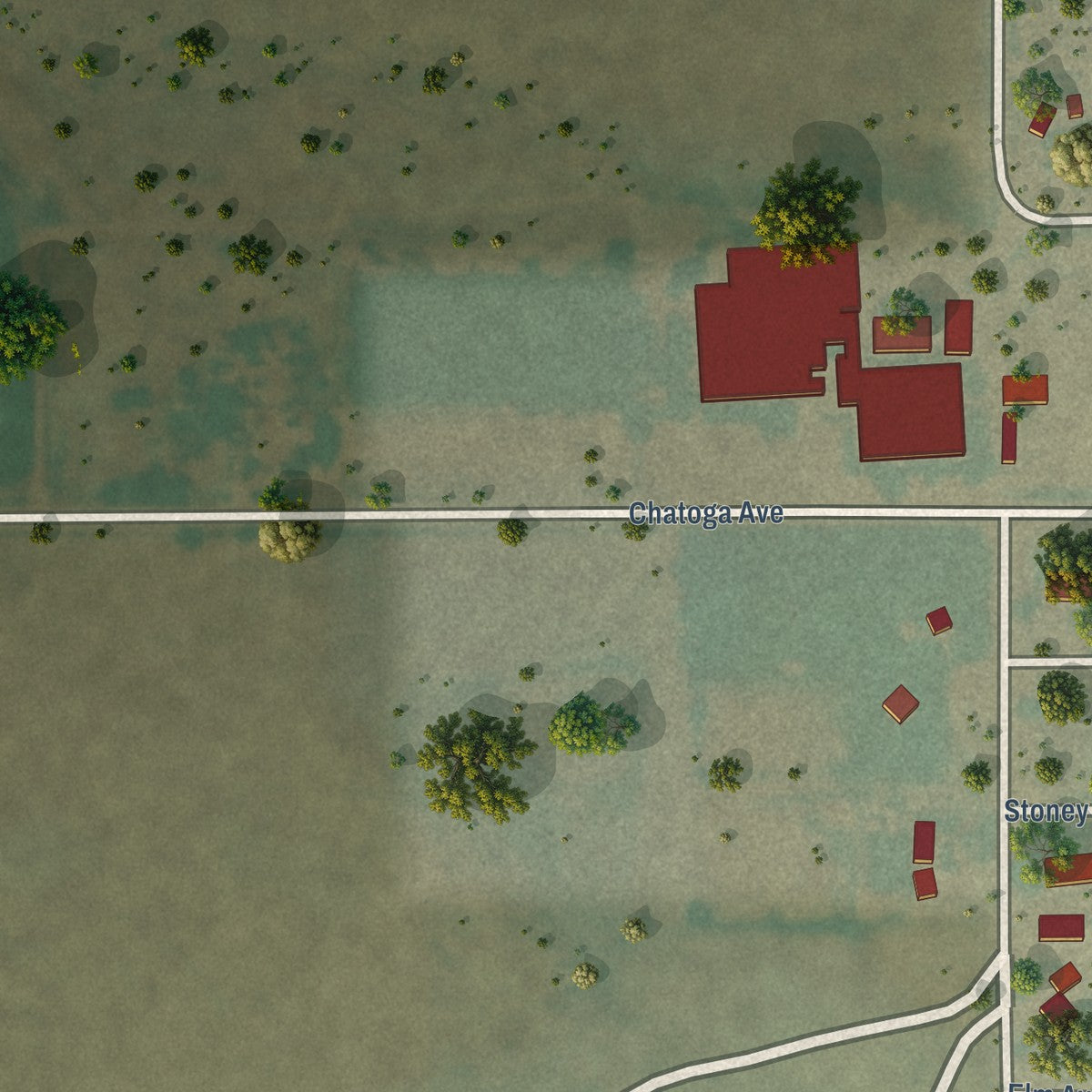 Second close-up of the map of Grover, Colorado print showing more streets and buildings