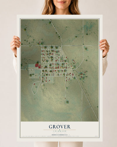 Map of Grover, Colorado, 24 x 36 inch unframed archival matte print
