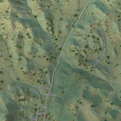 Close-up of the map of Guffey, Colorado print showing street and building detail
