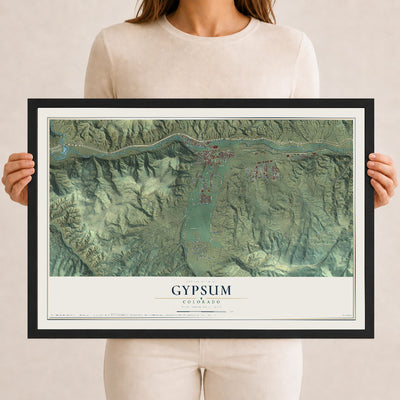 Map of Gypsum, Colorado, 12 x 18 inch print in a black wood frame