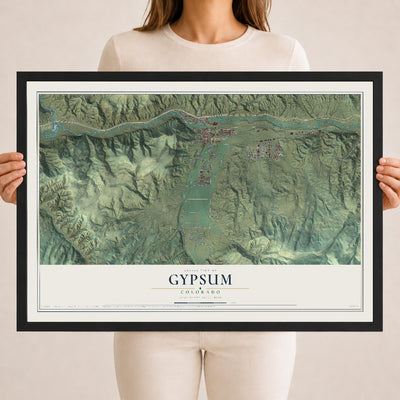 Map of Gypsum, Colorado, 18 x 24 inch print in a black wood frame