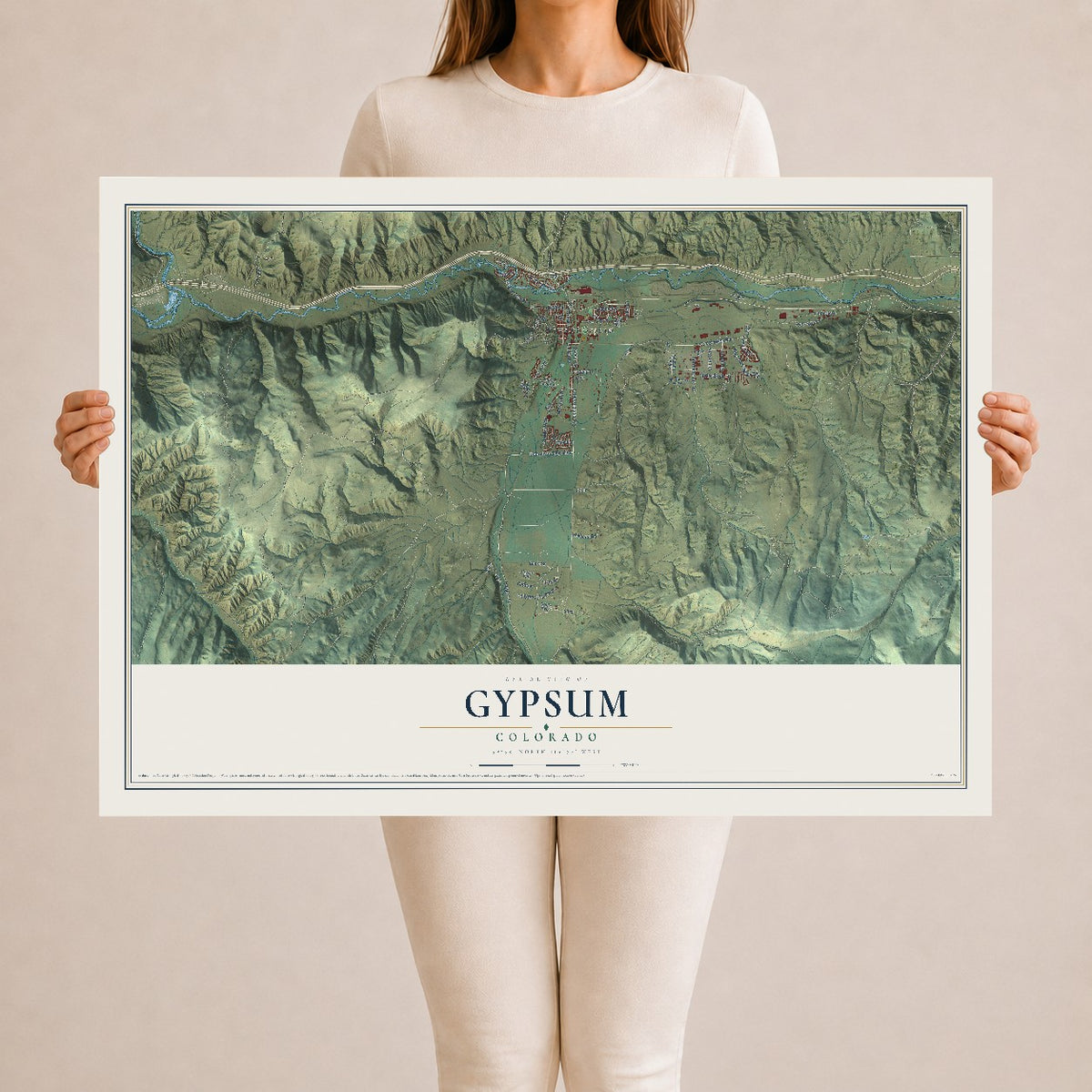 Map of Gypsum, Colorado, 24 x 36 inch unframed archival matte print