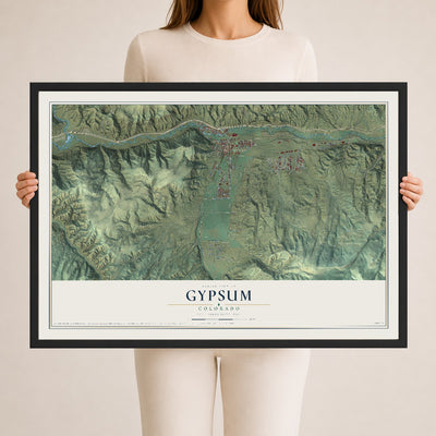 Map of Gypsum, Colorado, 24 x 36 inch print in a black wood frame