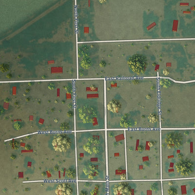 Close-up of the map of Hartman, Colorado print showing street and building detail