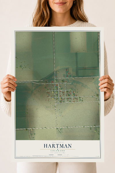 Map of Hartman, Colorado, 18 x 24 inch unframed archival matte print