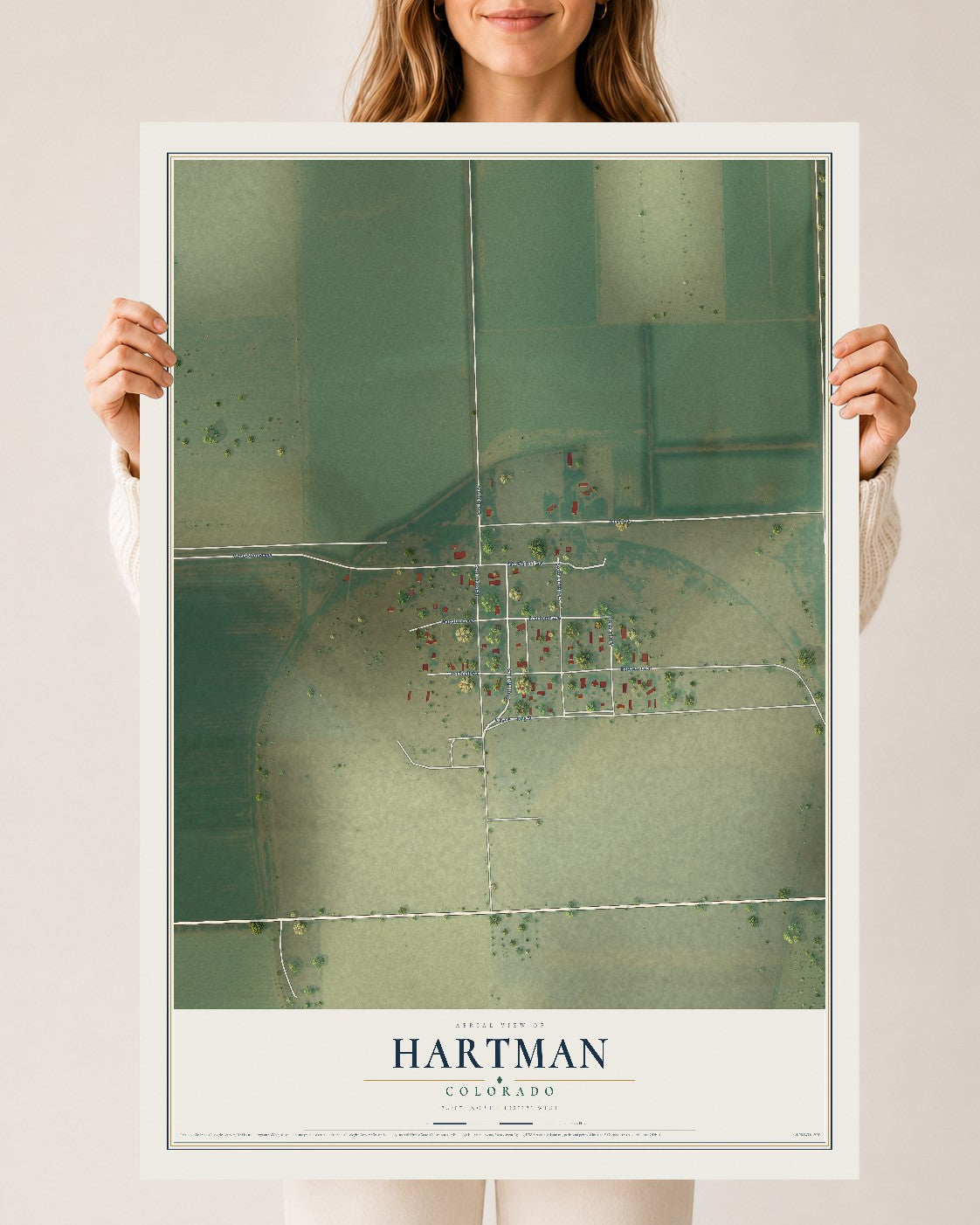 Map of Hartman, Colorado, 24 x 36 inch unframed archival matte print