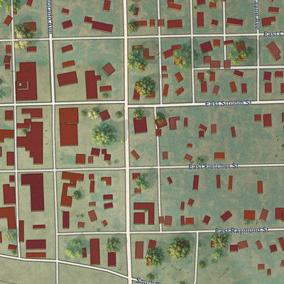 Close-up of the map of Haxtun, Colorado print showing street and building detail