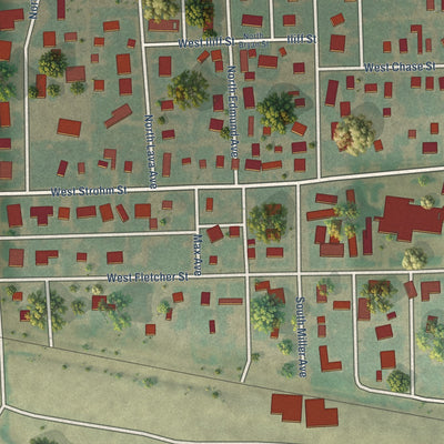 Second close-up of the map of Haxtun, Colorado print showing more streets and buildings