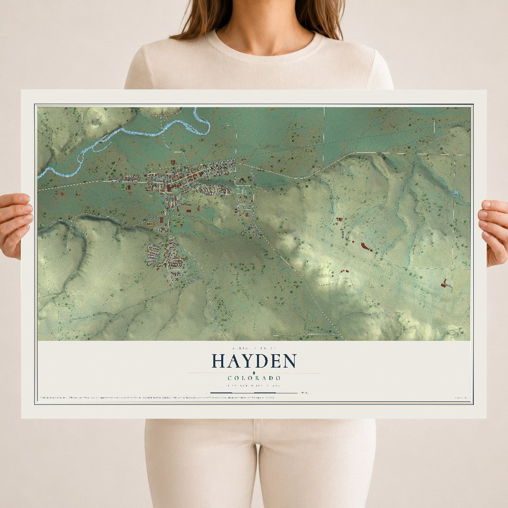 Map of Hayden, Colorado, 18 x 24 inch unframed archival matte print
