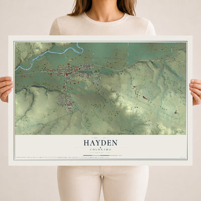 Map of Hayden, Colorado, 18 x 24 inch unframed archival matte print