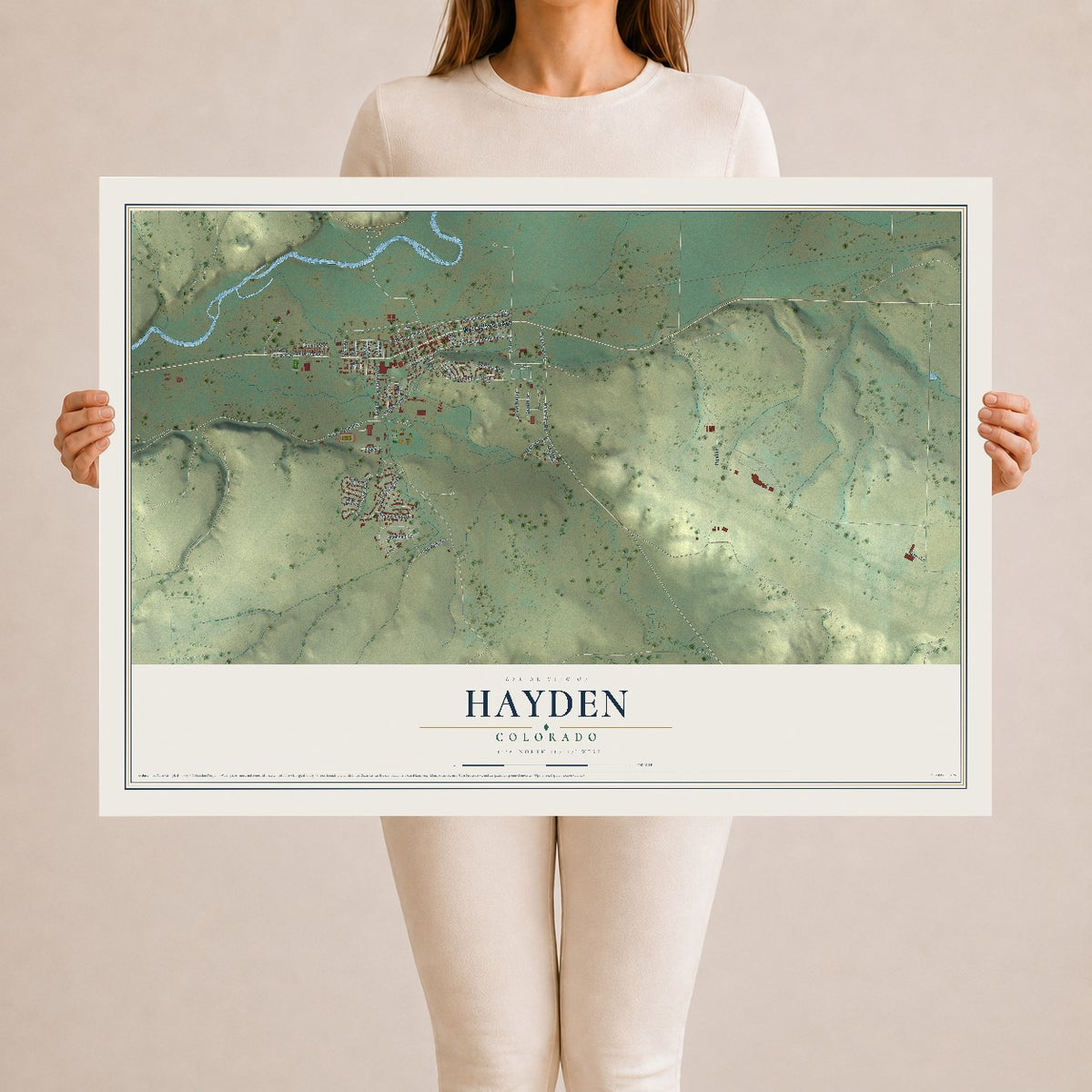 Map of Hayden, Colorado, 24 x 36 inch unframed archival matte print