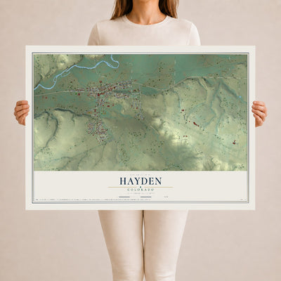 Map of Hayden, Colorado, 24 x 36 inch unframed archival matte print