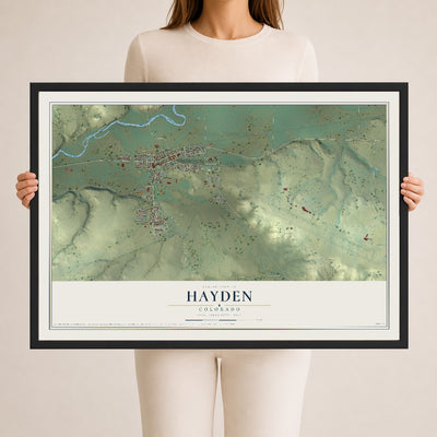 Map of Hayden, Colorado, 24 x 36 inch print in a black wood frame