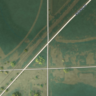 Second close-up of the map of Hillrose, Colorado print showing more streets and buildings