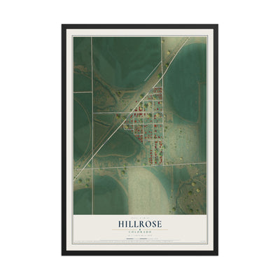 Map of Hillrose, Colorado, 12 x 18 inch print in a black wood frame