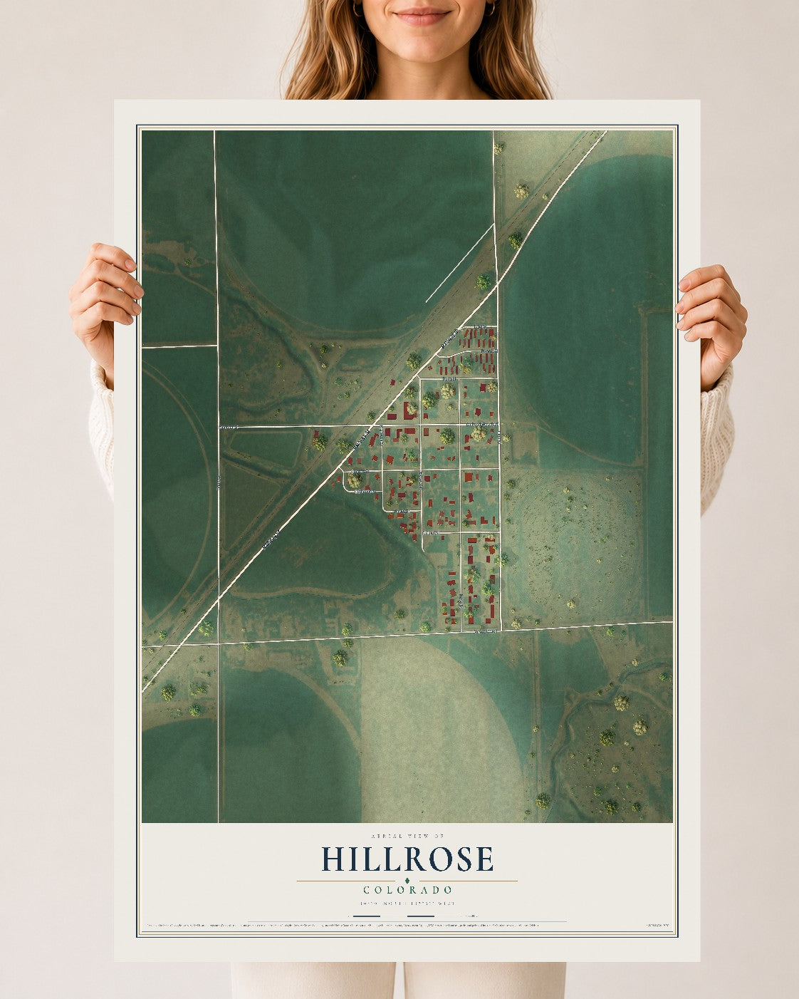 Map of Hillrose, Colorado, 24 x 36 inch unframed archival matte print