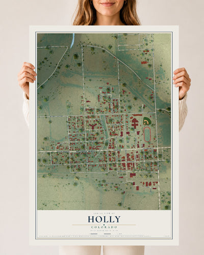 Map of Holly, Colorado, 24 x 36 inch unframed archival matte print
