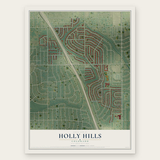 Holly Hills, Colorado map print, the full design