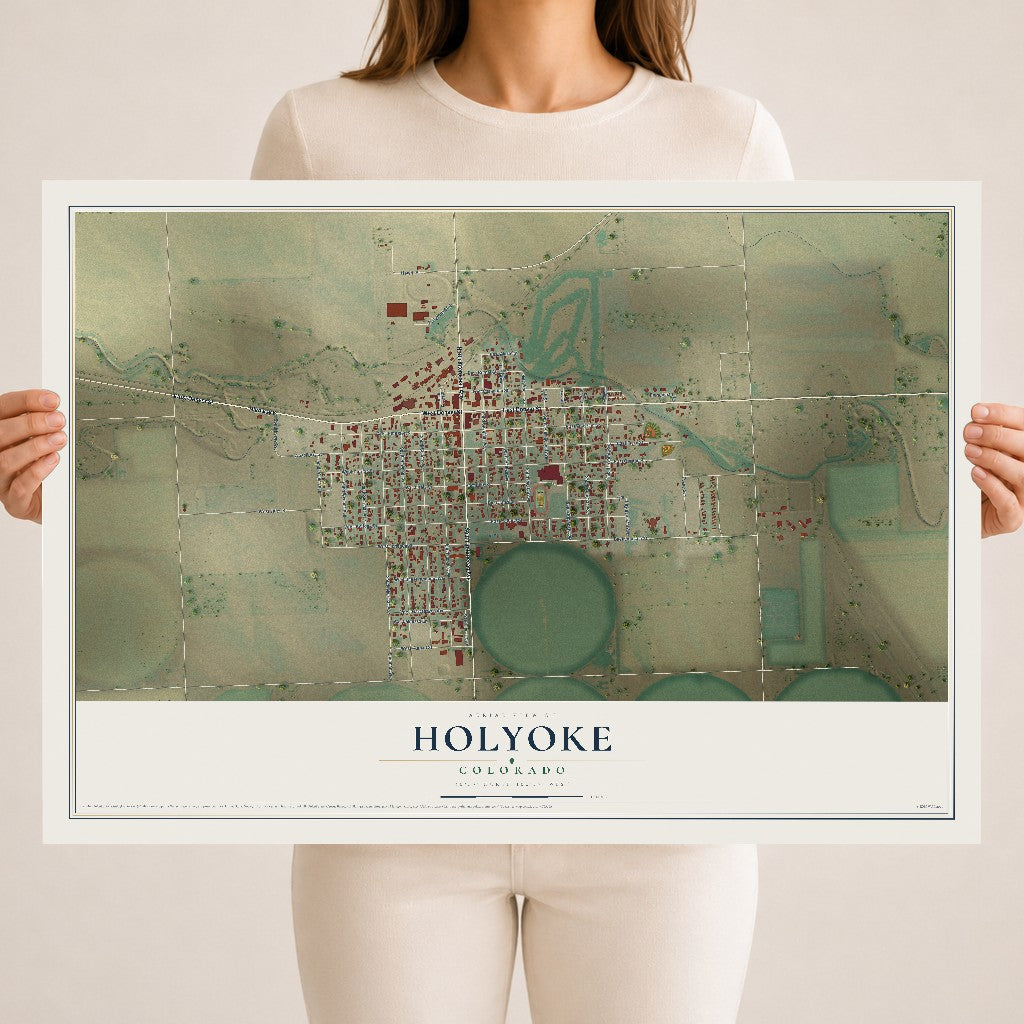 Map of Holyoke, Colorado, 18 x 24 inch unframed archival matte print