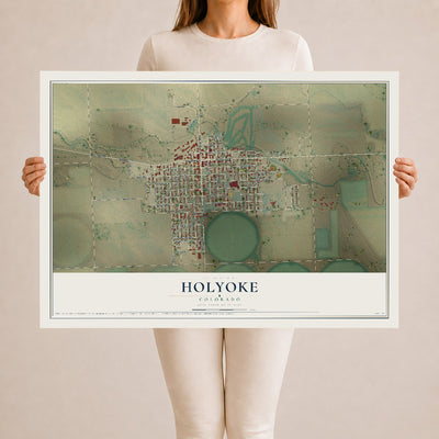 Map of Holyoke, Colorado, 24 x 36 inch unframed archival matte print