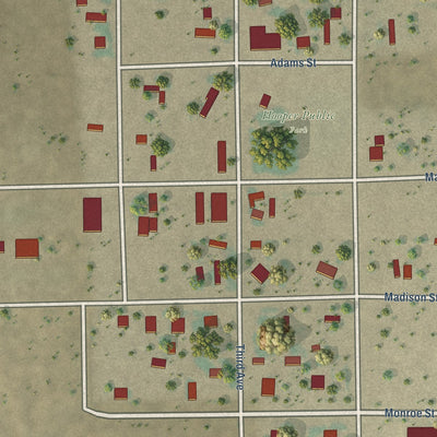 Close-up of the map of Hooper, Colorado print showing street and building detail