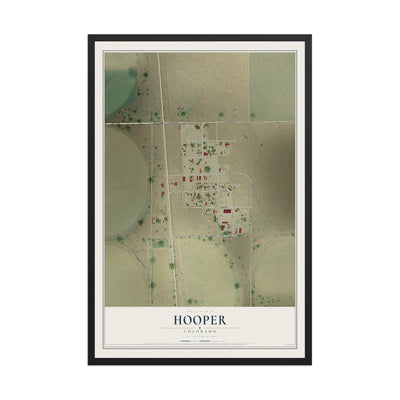 Map of Hooper, Colorado, 12 x 18 inch print in a black wood frame