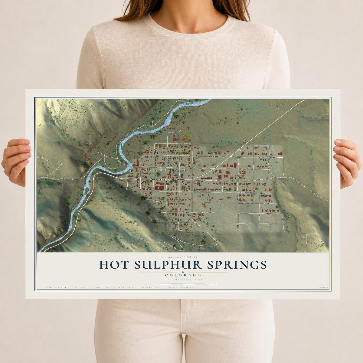 Map of Hot Sulphur Springs, Colorado, 12 x 18 inch unframed archival matte print