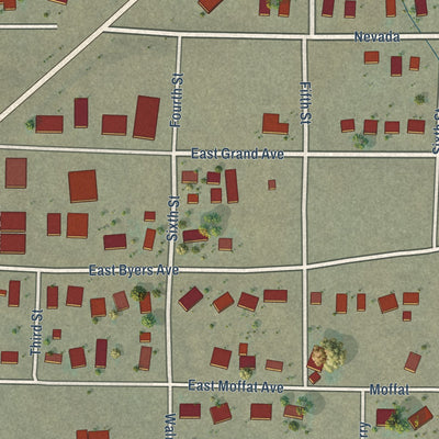 Second close-up of the map of Hot Sulphur Springs, Colorado print showing more streets and buildings