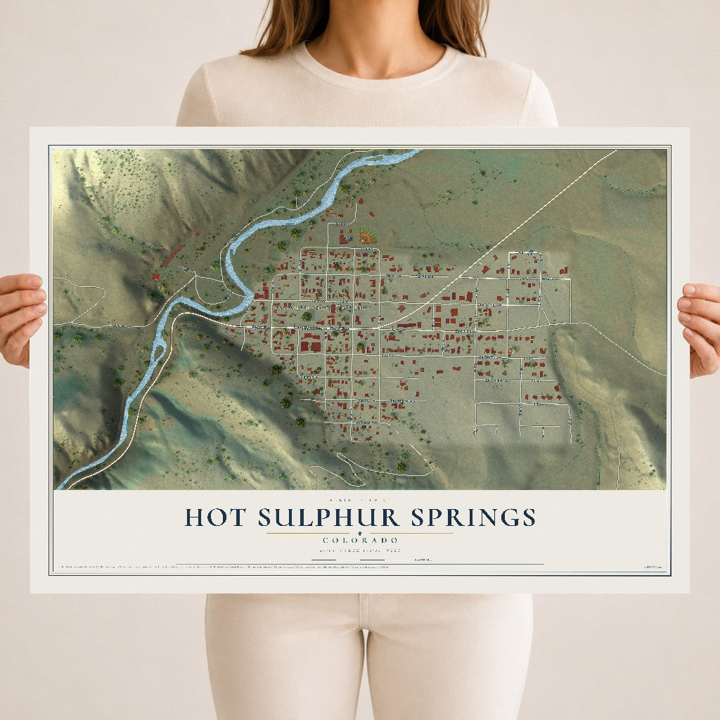 Map of Hot Sulphur Springs, Colorado, 18 x 24 inch unframed archival matte print