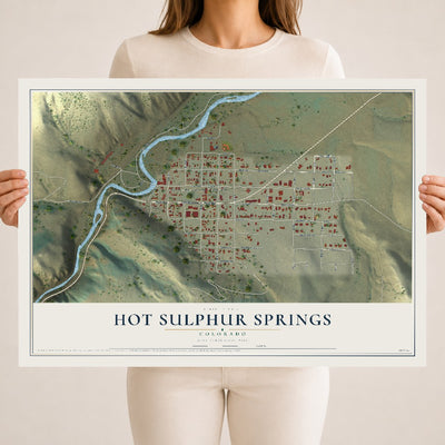 Map of Hot Sulphur Springs, Colorado, 18 x 24 inch unframed archival matte print