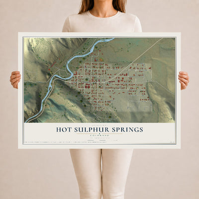 Map of Hot Sulphur Springs, Colorado, 24 x 36 inch unframed archival matte print