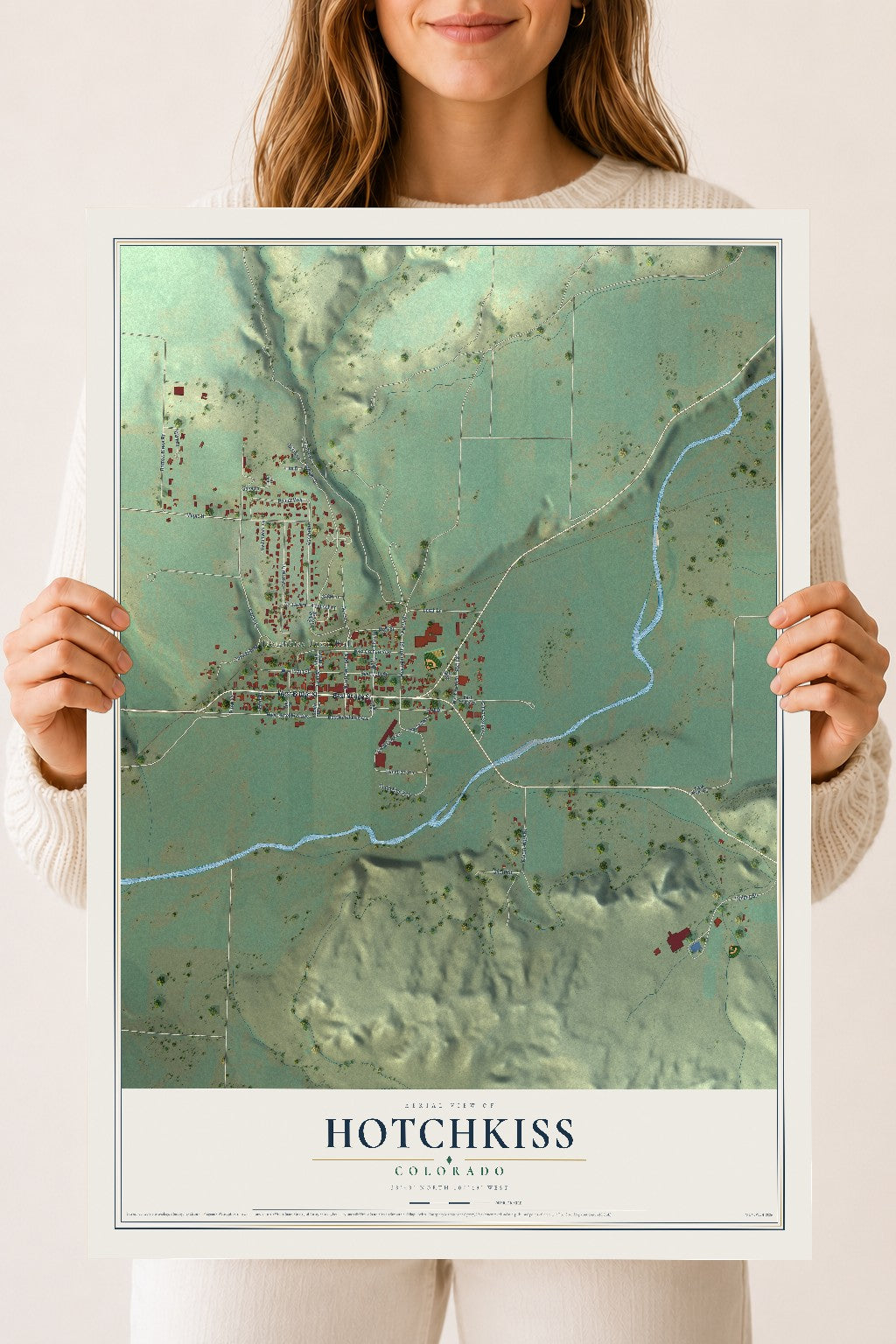 Map of Hotchkiss, Colorado, 18 x 24 inch unframed archival matte print