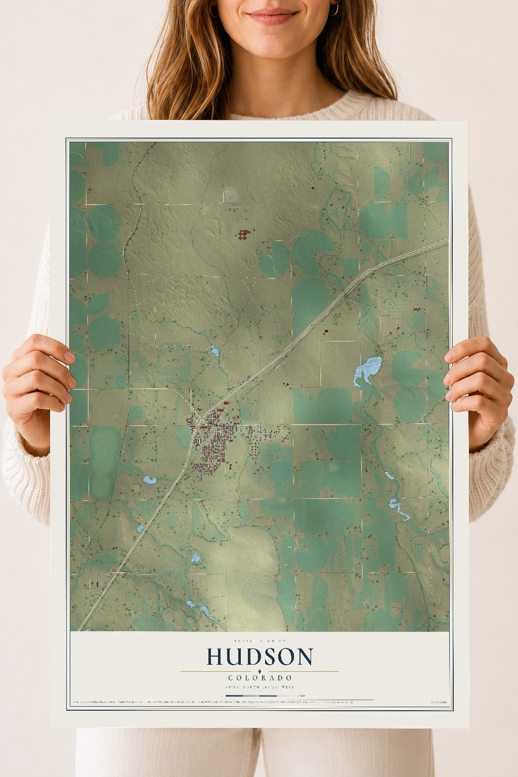 Map of Hudson, Colorado, 18 x 24 inch unframed archival matte print