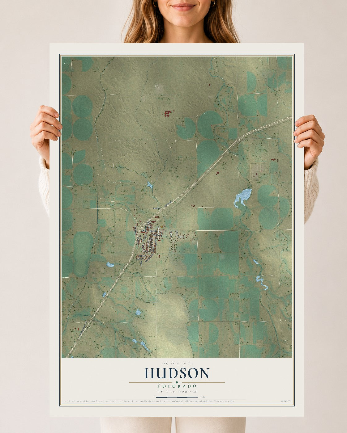 Map of Hudson, Colorado, 24 x 36 inch unframed archival matte print
